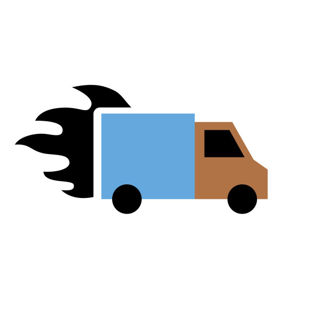 快速送货卡车-物流配送和运输平面彩色图标图片下载