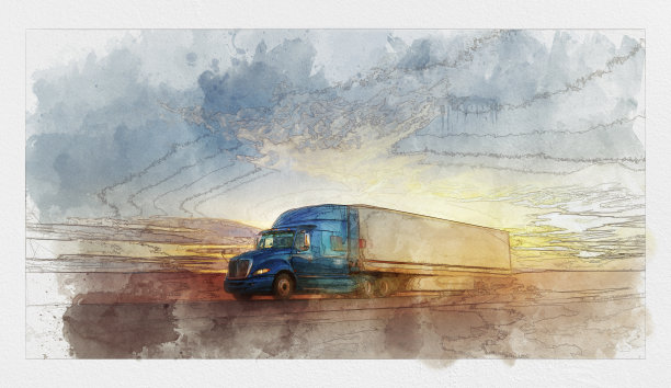 美国高速公路上的半卡车超速-混合数字技术图片下载