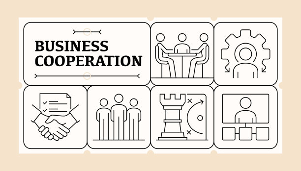 商务合作线图标集及横幅设计图片下载