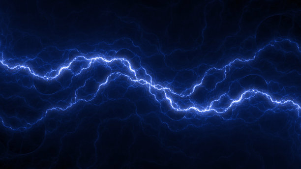 蓝色分形闪电背景，电气抽象图片下载