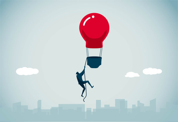一个人试图爬上热气球图片下载