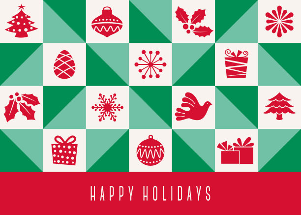 圣诞图标贺卡-红色和绿色图片下载