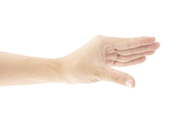 一只手正在握住或拿起或紧握某物，在白色背景上孤立，剪辑路径包含。图片下载