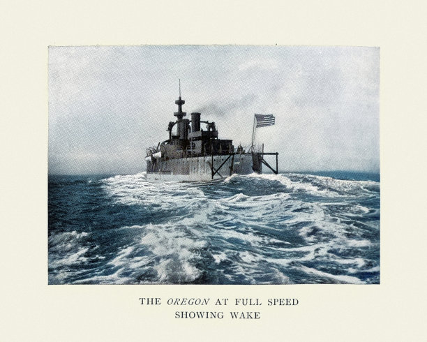 俄勒冈号前无畏战列舰美国海军战舰，19世纪90年代海军军事历史图片下载