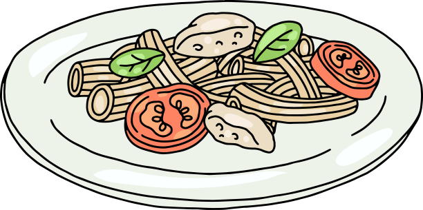 意大利菜，有通心粉和肉片图片下载