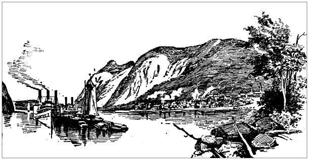 美国古董插图，纽约地标和公司:冷泉，哈德逊河图片下载