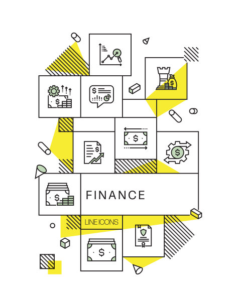 金融相关的现代线条风格矢量插图图片下载