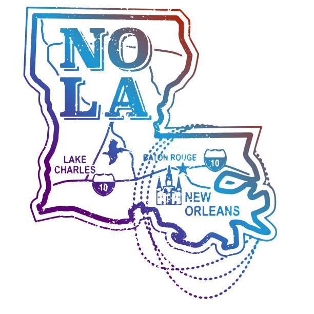 新奥尔良路易斯安那州复古旅行邮票图片下载