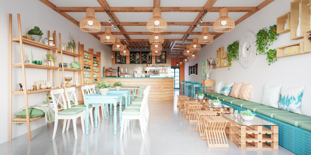 室内咖啡馆墙模型图片下载