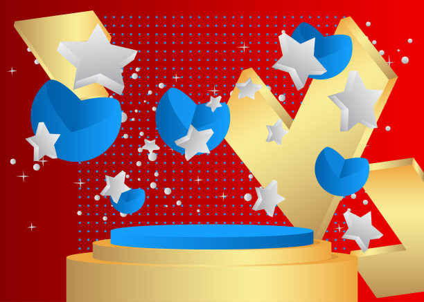 白色，蓝色，红色和金色圆柱基座基座模型，产品展示。矢量3D最小几何舞台展示演示。图片下载