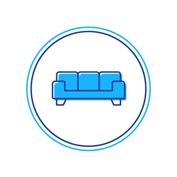 填充轮廓沙发图标孤立的白色背景。向量图片下载