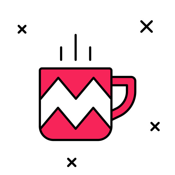 填充轮廓杯茶图标孤立的白色背景。向量图片下载