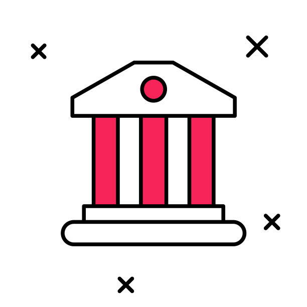 填充轮廓银行建筑图标孤立的白色背景。向量图片下载