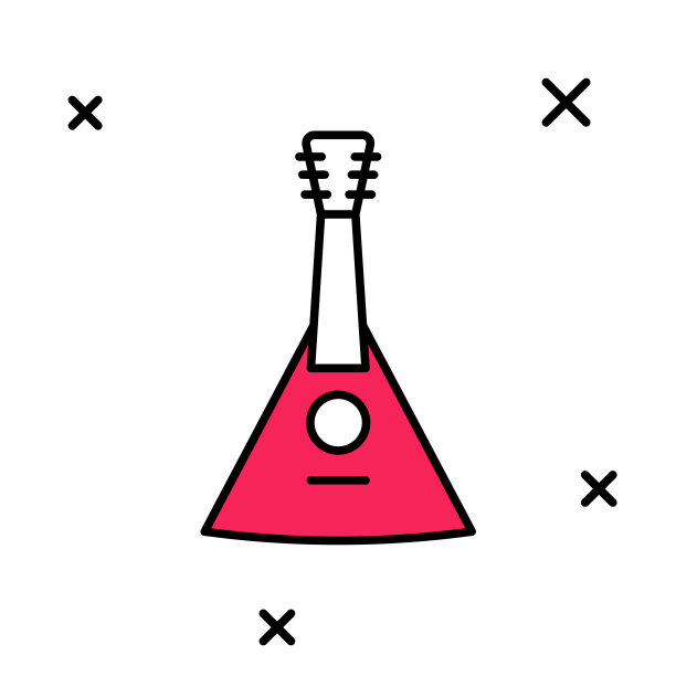 填充轮廓乐器巴拉莱卡图标孤立的白色背景。向量图片下载