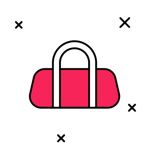 填充轮廓运动包图标孤立的白色背景。向量图片下载