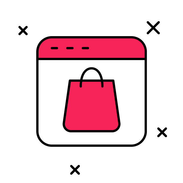 网上购物的屏幕图标孤立的白色背景。概念电子商务，电子商务，网上商务营销。向量图片下载