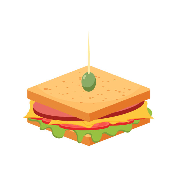 三明治。快餐。肉丸三明治，卷饼和传统的火腿和奶酪吐司。矢量插图隔离在白色背景EPS10图片下载