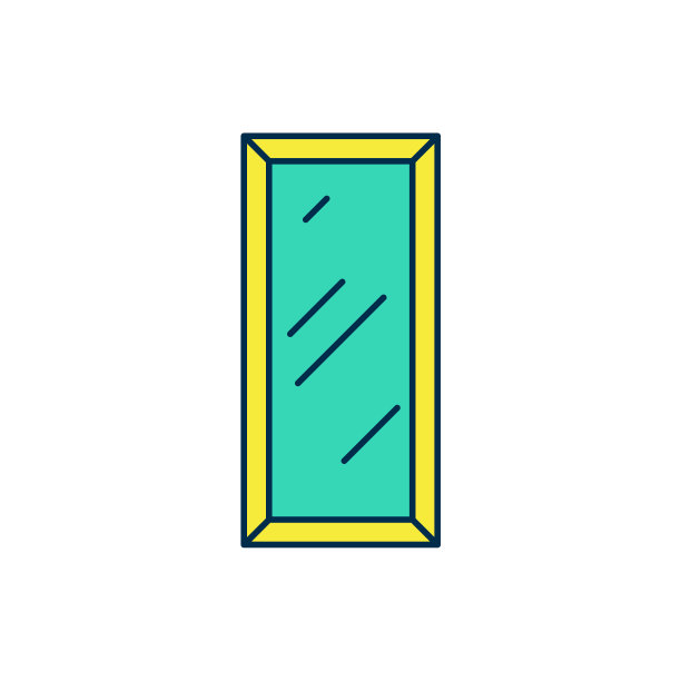 填充轮廓大全长镜子卧室，商店，后台图标隔离在白色背景。向量图片下载