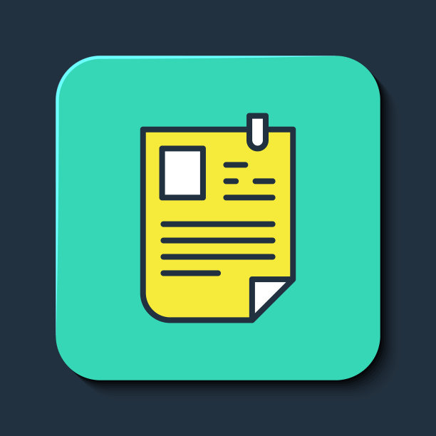 填充轮廓简历图标隔离在蓝色背景。简历的应用程序。寻找专业人员。分析人员简历。绿松石方形纽扣。向量图片下载