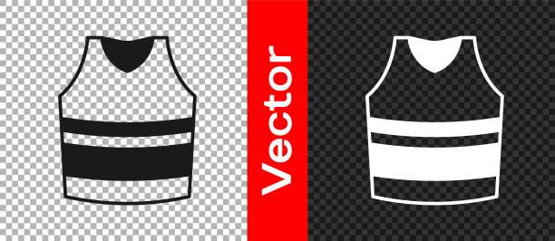 黑色汗衫图标隔离在透明的背景。向量图片下载