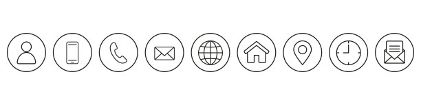 联系我们图标集。地址信号。移动的象征。网站按钮隔离在白色背景。电话图标。图片下载