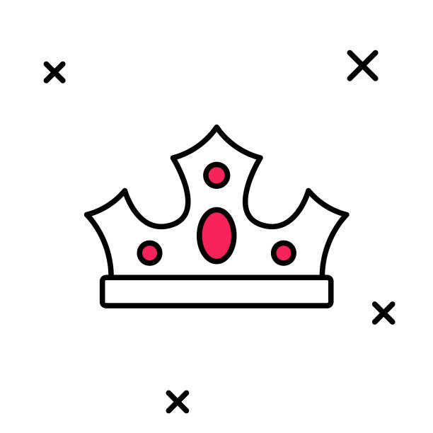 填充轮廓国王皇冠图标孤立的白色背景。向量图片下载