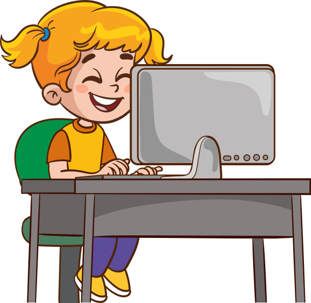 可爱的孩子冲浪互联网矢量图片下载