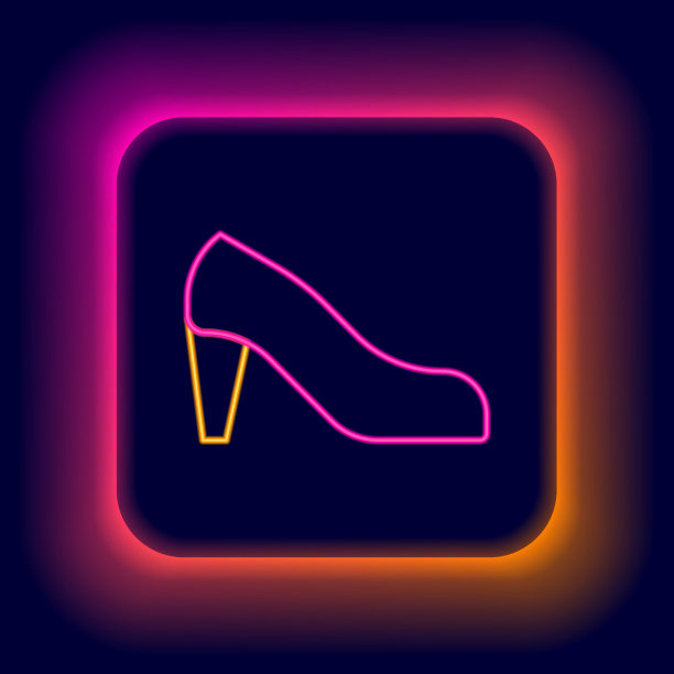 发光的霓虹灯线女人鞋与高跟图标图片下载