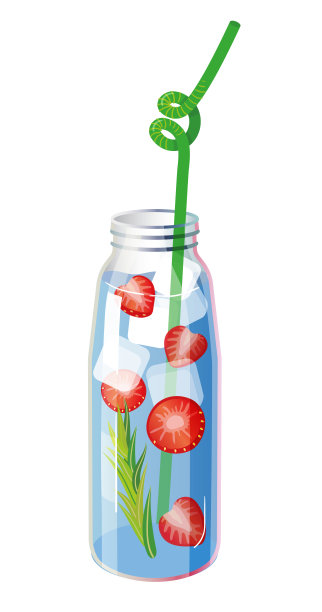 装在玻璃瓶里的水和草莓。浆果泡在水里。排毒和提神饮料概念。图片下载