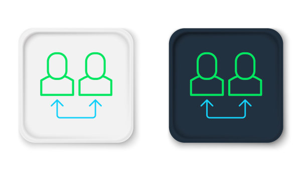 线路交换工作图标隔离在白色背景上。人与人之间的信息交换。员工或人员替换或互换职位的概念。色彩缤纷的轮廓概念。向量图片下载