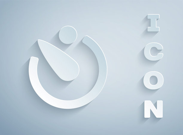 剪纸相机定时器图标孤立的灰色背景。照片曝光。秒表计时秒。纸艺风格。向量图片下载