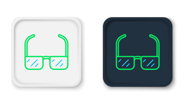 线安全护目镜的眼镜图标隔离在白色背景。色彩缤纷的轮廓概念。向量图片下载