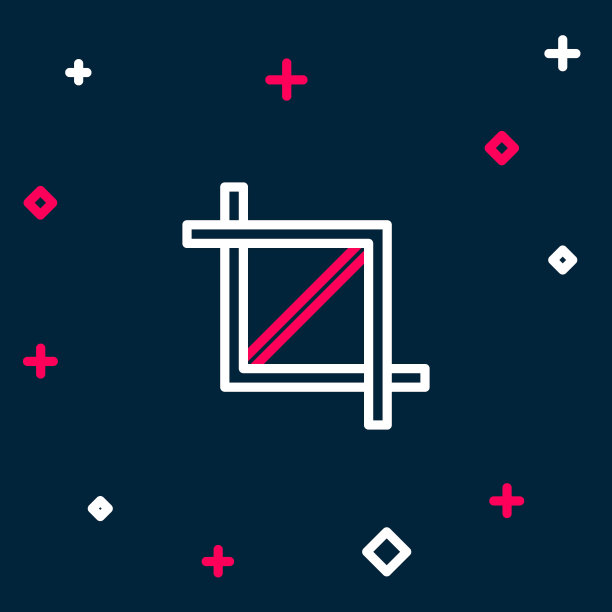 线图片裁剪照片图标孤立的蓝色背景。色彩缤纷的轮廓概念。向量图片下载