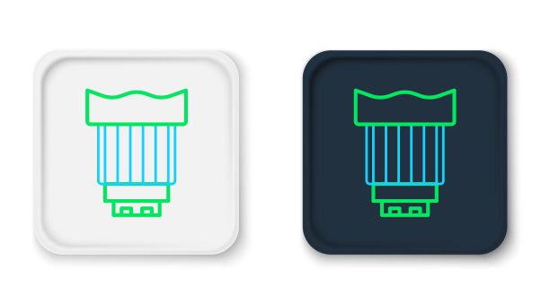 线相机照片镜头图标孤立的白色背景。色彩缤纷的轮廓概念。向量图片下载