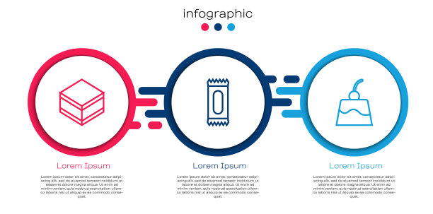 准备好布朗尼巧克力蛋糕，糖果和布丁蛋奶冻。业务信息图表模板。向量图片下载