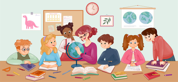 孩子们和老师在美术课上图片下载