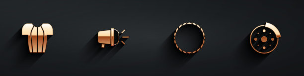 设置自行车t恤，自行车头灯，车轮和制动盘图标长阴影。向量图片下载