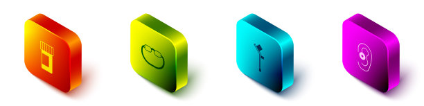 设置等距药瓶和药丸，眼镜，拐杖或拐杖和助听器图标。向量图片下载