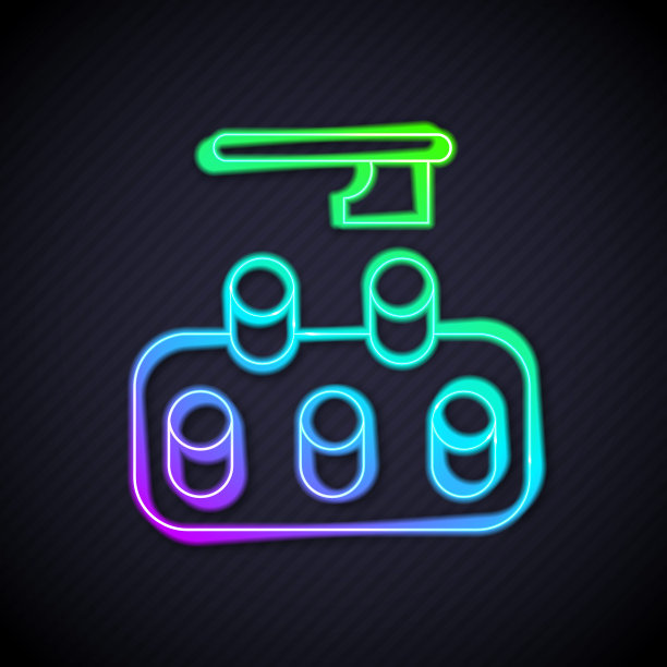 发光的霓虹灯线森林砍伐图标孤立的黑色背景。砍伐森林，破坏木材。危害生态，污染大气。向量图片下载