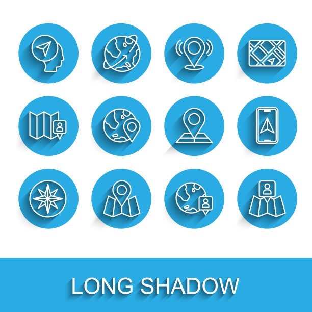 设置线风玫瑰，折叠地图与位置标记，地图人，位置全球，城市导航和图标。向量图片下载