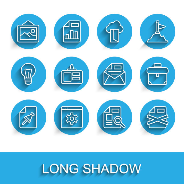 设置行笔记纸，按按钮，浏览器设置，图片景观，文件图表，删除文件文档，识别徽章，公文包和邮件电子邮件图标。向量图片下载