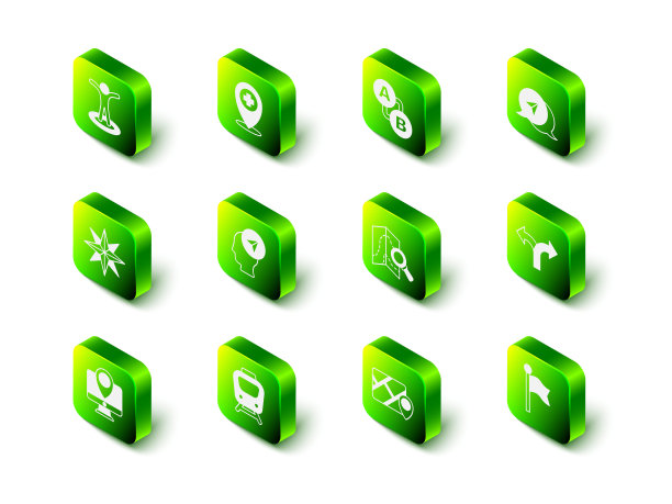 设置位置与跨医院，路线位置，信息图的城市地图导航，道路交通标志，标记，搜索和火车图标。向量图片下载