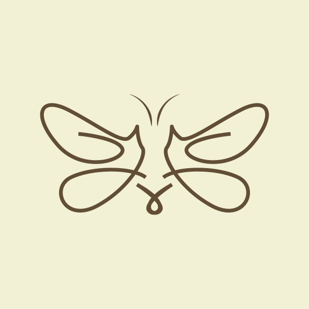 蜻蜓标志，飞行动物设计，昆虫矢量插图模板图片下载