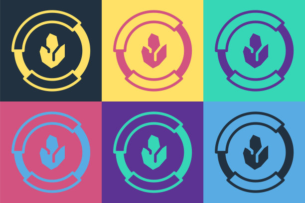 波普艺术农业土壤测试和结果图标孤立的彩色背景。数字土壤分析。向量图片下载