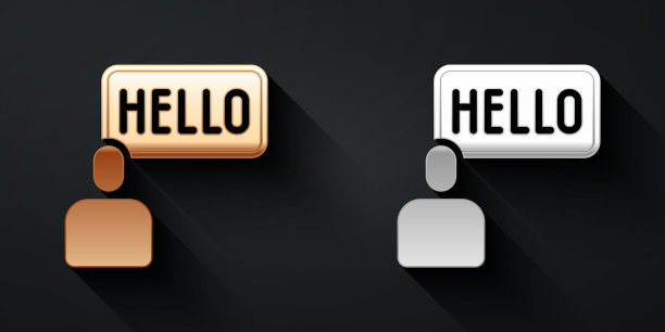 黄金和白银熟人图标孤立的黑色背景。长影式。向量图片下载