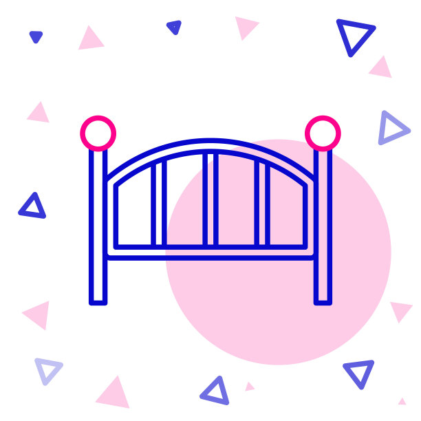 线婴儿床摇篮床图标孤立的白色背景。色彩缤纷的轮廓概念。向量图片下载