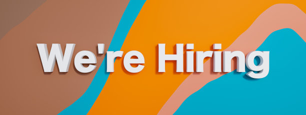 我们招聘。招聘、择业、求职标志。白色文本对彩色背景。图片下载