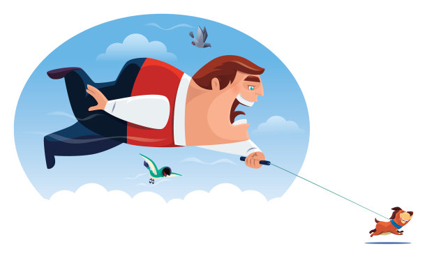 人和狗和鸟一起跑图片下载