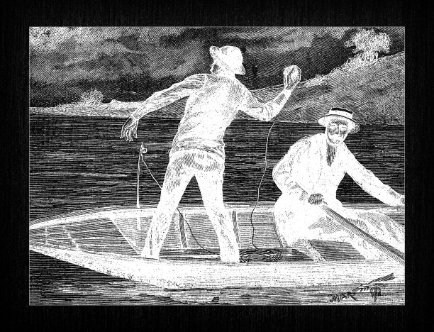 古色古香的法国版画插图:钓鱼图片下载