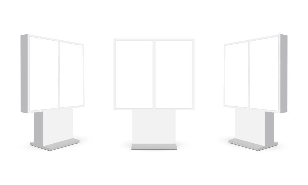 一套白色户外数字标牌与空白双屏幕图片下载